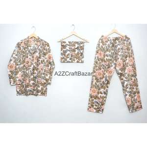 Camisa de Manga Larga para Mujer, 100% Algodón, Transpirable, Suave, de Secado Rápido, con Estampado Floral, Cierre con Cordón y Cuello Camisero, Venta al Por Mayor - Product Image 4