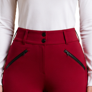 Leggings d'équitation bordeaux pour femmes, taille haute, avec grip en silicone extensible et poches zippées - Product Image 4