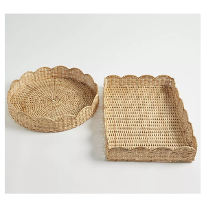 Bandeja Rectangular de Ratán de Primera Calidad, Tejida a Mano, con Asas de Madera, Ecológica, para Servir Té, Café y Decoración de Cocina - Product Image 5