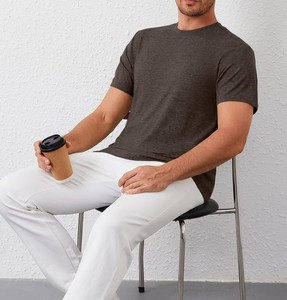 Camiseta de Algodón Premium para Hombre, Venta al por Mayor, Personalizable, Cuello Redondo, Manga Corta, Corte Holgado, Estilo Urbano, Prenda Lisa - Product Image 5
