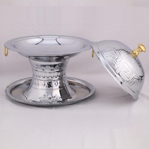 Bol de service en acier inoxydable poli avec couvercle, design arabe traditionnel fait main, plat de mariage, compatible lave-vaisselle - Product Image 6