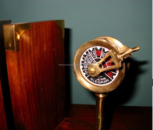 Sujetalibros Vintage de madera pesada y latón macizo, sujetalibros de madera del mundo, soportes para telégrafo náutico, soportes para libros, decoración para el hogar y la Oficina - Product Image 3