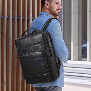 Mochila de Cuero de Moda, Mochila de Cuero para Portátil, Mochila de Cuero Segura, Estilo Organizador con Múltiples Bolsillos - Product Image 2