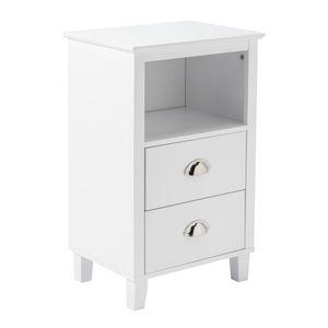 Comodino Moderno e Semplice in MDF Bianco Verniciato a Spruzzo, 40*30*63cm, con Gambe Alte e Due Cassetti, Arredamento per Camera da Letto - Product Image 2