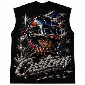 Trendy Custom Graphic Printed Tank <b>Top</b> Streetwear 100% Cotton Jersey Vintage Style Sleeveless <b>Rhinestone</b> T Shirt For Unisex - Product Image 1