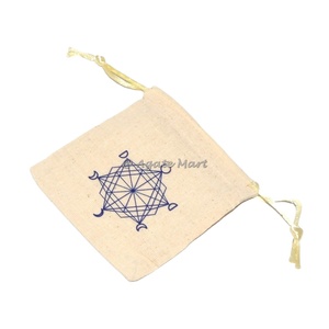 Pochette en coton à cordon, motif phases de lune et étoiles, style religieux, sac cadeau de mariage pour bijoux et emballage de pierres - Product Image 1