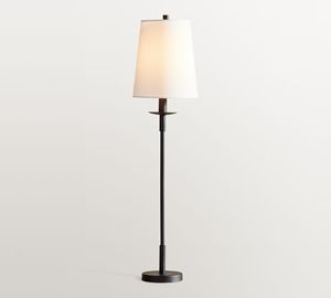 Lampe de table en métal noir KS International, abat-jour en tissu, fabrication artisanale, écologique, durable, moderne, chambre à coucher, salon, décoration de la maison - Product Image 4