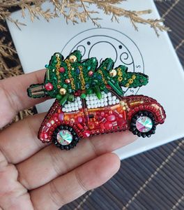 Ornement de Noël artisanal de luxe, de haute qualité, moderne et écologique, en perles, pour suspendre à l'arbre de Noël, décoration festive - Product Image 2