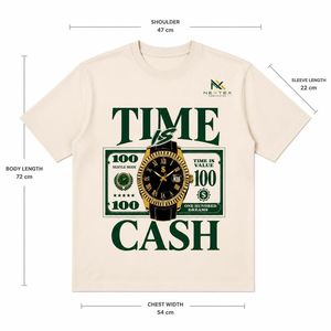 เสื้อยืดพิมพ์ลายนาฬิกา "เวลาคือเงิน" สำหรับผู้ชาย สไตล์ลำลอง ฮิปฮอป สตรีทแวร์ ผ้าฝ้ายระบายอากาศดี เหมาะสำหรับฤดูร้อน - Product Image 4
