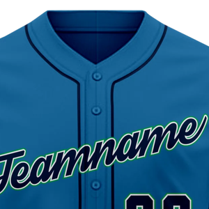 Camiseta de Béisbol Azul de Manga Corta con Botones, Uniforme de Equipo Personalizado, Ligera, Transpirable, Deportiva - Product Image 5