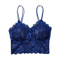 Bralette de encaje de verano para mujer, estilo bikini, sin costuras, sin espalda, sexy, push-up, sin aros, lencería con copas extraíbles, con logo, top deportivo corto