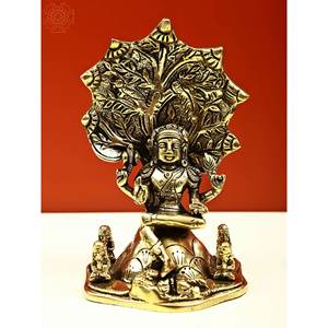 Handmade 6-Inch Small Brass Dakshinamurthy <b>Shiva</b> <b>Statue</b> Home Decor Item Made in India - Product Image 1