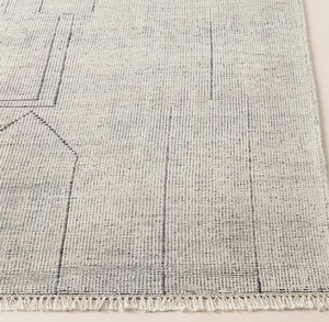 Textured Dhurrie <b>Rug</b> Modern Flat Weave Cotton Wool Area <b>Rug</b> <b>Black</b> & Ivory Geometric Carpet Artisan Handwoven Floor <b>Rug</b> - Product Image 1