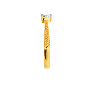 Anillo de Compromiso de Lujo con Diamante Solitario en Forma de Corazón de Oro Amarillo de 18K para Mujer, Banda Texturizada, Joyería Fina, Proveedor Mayorista - Product Image 4