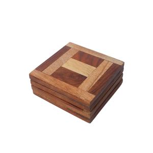 Sous-verres carrés en bois d'acacia Protection pour comptoir et surfaces de table Taille 4 "x 4" - Product Image 1