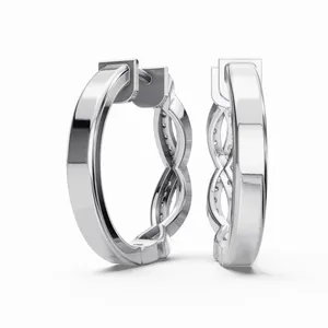 Aros de Diamantes The Twist of Forever Radiance en Corte Redondo, Pendientes de Diamantes en Oro Blanco de 18K con Certificación IGI y Claridad VVS - Product Image 2