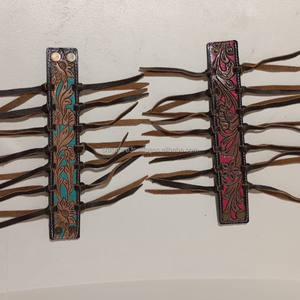 Pulsera de cuero con herramientas personalizadas Brazalete de cuero tallado Pulsera de flecos hecha a mano Estilo bohemio Brazalete de cuero genuino Regalo para mujer - Product Image 3