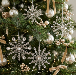Elegant <b>Crystal</b> Snowflake Christmas <b>Ornament</b> Rhinestone Beaded Holiday Tree Hanging Decoration - Product Image 2