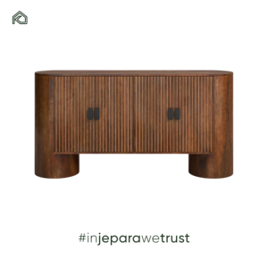 Juego de Muebles de Sala de Estar de Estilo Americano de Lujo, Mueble para TV de Madera Maciza de Teca con Cubierta de Travertino - Sora - Product Image 1