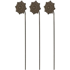 Piquets de jardin décoratifs hauts en métal rouillé en forme de fleurs, installation artistique extérieure pour pelouse - Product Image 5