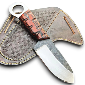 มีดล่าสัตว์คุณภาพสูง สแตนเลสแท้ ทำมือ พร้อมรูสำหรับสวมนิ้ว เหมาะสำหรับกิจกรรมกลางแจ้ง บุชคราฟท์ แคมป์ปิ้ง แบบปลายแหลม  OEM ขายส่ง MOQ ต่ำ - Product Image 1