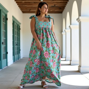 Maxi cuello de corazón para mujer en agua con flores vintage y sensación de resort pajarita Correa Maxi vestido turquesa estampado floral - Product Image 4