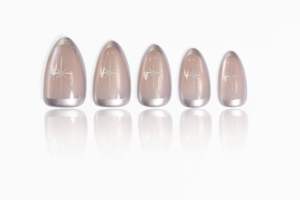 Uñas Postizas con Forma de Almendra, Diseño de Estrella, Uñas Francesas Cromadas Personalizadas, Uñas Postizas Brillantes Color Nude, Estampado Dorado, ABS, Marca Privada, OEM, ODM - Product Image 4