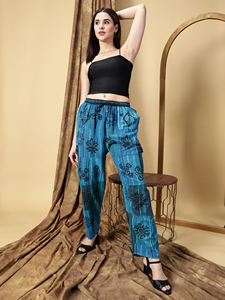 Pijama de algodón de estilo nepalí con estampado personalizado para mujer, cómodo parche de trabajo, Joggers tribales, ropa de dormir informal tejida de primavera y verano - Product Image 3