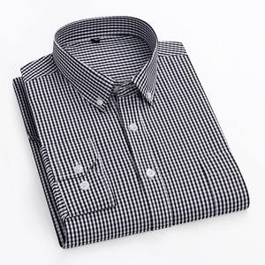 Chemises à manches longues pour hommes en coton 100% tissé, logo sur le devant, motif à carreaux, respirantes, séchage rapide, écologiques, décontractées - Product Image 6