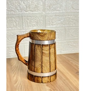Handmade Solid <b>Wood</b> Classic Beer Tankard <b>Tea</b> Mug with Handgrip Dishwasher & Microwave Safe Gift <b>Box</b> Packaging - Product Image 1
