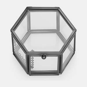 Hexagon Shape Gold & Glass <b>Mirrored</b> <b>Jewellery</b> <b>Box</b> - Product Image 4