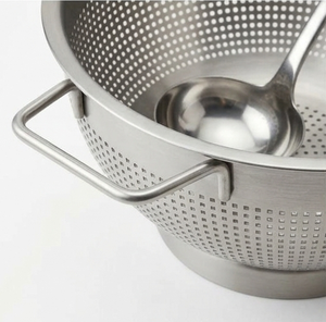 Colador de Acero Inoxidable con Asas y Cucharón, Tazón Colador de Metal Perforado para Cocina - Product Image 4