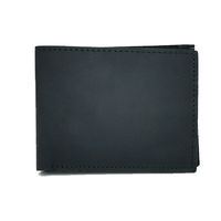 Dompet Kulit Hitam Lipat Dua Kecil Vintage untuk Pria, Dompet Tipis dengan Slot Kartu, Dompet Pendek