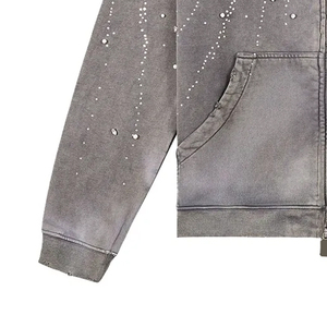 เสื้อฮู้ดดี้สตรีทแวร์คุณภาพสูงสำหรับผู้ชาย แขนยาวแบบซิป ดีไซน์และโลโก้สั่งทำได้ พิมพ์ลายเปล่า รับผลิตแบบ OEM - Product Image 4