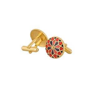 Luxury Gold Plated Red Black Enamel Round Cufflinks for Men Geometric Formal Shirt <b>Accessories</b> <b>Wedding</b> Business Gift Cuff Links - Product Image 4