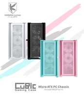 [KINGSMAN AITC] MicroATX Mid Tower PC Case 4 ARGB Fans Tempered Glass Side Panel 300mm GPU Support Gaming in Stock