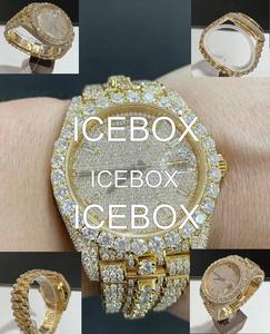 Montre Icedout VVS1 Moissanite avec boîtier en acier inoxydable, verre de cadran, lunette noire, bracelet à fermoir, résistance à l'eau 10 bars, luxe - Product Image 5