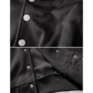 2026 Wholesale Manufacturer Womens Lightweight Customizable Varsity <b>Jacket</b> Button Up Streetwear Breathable <b>Leather</b> Sleeves - Product Image 2