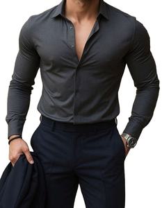 เสื้อเชิ้ตผู้ชายสั่งตัดพิเศษ ระบายอากาศได้ดี แขนยาว ผ้าฝ้าย เสื้อเชิ้ตแขนยาวทรงทางการ ติดกระดุม ทรงเข้ารูป - Product Image 2