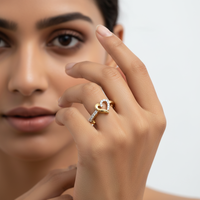 Bague Cœur en Or Massif 10K Faite à la Main, Diamant Brillant VVS1 Cultivé en Laboratoire, Vente Directe Usine, Bague de Promesse Romantique Personnalisée pour Femme