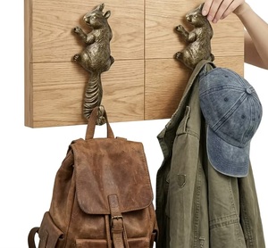 Vintage Cast Iron Squirrel Wall <b>Hook</b> Handmade Animal Design Self-Adhesive Installation Adjustable Eco-Friendly Waterproof - Product Image 3