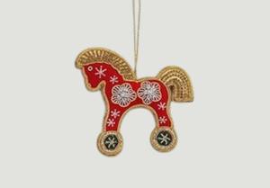 Adorno Colgante Red Horse Zari – Adorno Bordado a Mano con Cuentas para Decoración Festiva y Étnica, Decoración Colgante para Ramadán - Product Image 1