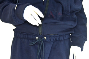 Ensemble de survêtement unisexe bleu marine à capuche avec cordon de serrage, respirant, séchage rapide, couleur unie, en coton biologique, pour adulte - Product Image 3