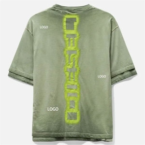 OEM ODM Men Loose Casual Oversized Ripped <b>Graphic</b> T Shirt <b>Vintage</b> Washed Distressed Streetwear Cotton Fashion <b>Tee</b> Custom Cut - Product Image 5