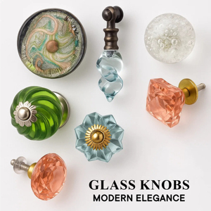 Handmade Premium Quality Amber Glass Flower Drawer Knobs Dresser Cabinet Pulls <b>Kitchen</b> <b>Cupboard</b> Door Handles - Product Image 5