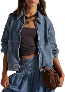Custom <b>Women's</b> Denim Jacket Vintage Wash Zip Up Dropped Shoulder <b>Elastic</b> Cuff <b>Jean</b> Outerwear Wholesale Bulk Manufacturer - Product Image 2