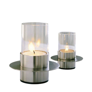 Ensemble de porte-bougies en acier inoxydable avec cylindre en verre, porte-bougies en métal résistant à la chaleur pour la décoration de la maison - Product Image 1