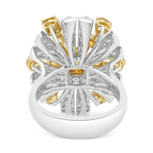 Anillo de cóctel de lujo para mujer, oro macizo de 18 quilates, diamante amarillo talla esmeralda, joyería de fiesta con diseño de flor - Product Image 2