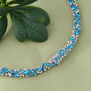 Ensemble de collier avec diamant cultivé en laboratoire de 6,5 carats, or blanc 14 carats, taille ronde et poire, diamant VVS CVD presque incolore, bijoux pour elle - Product Image 4