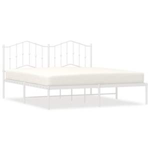 Base de Cama Moderna Rectangular de Acero Blanco de 72 x 84 Pulgadas, Camas Metálicas Contemporáneas - Product Image 2